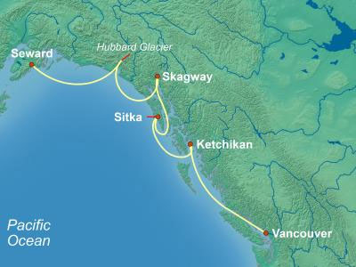 Royal Caribbean Northbound Alaska Cruise Map