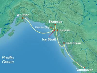 NCL Alaska Southbound Cruise Map